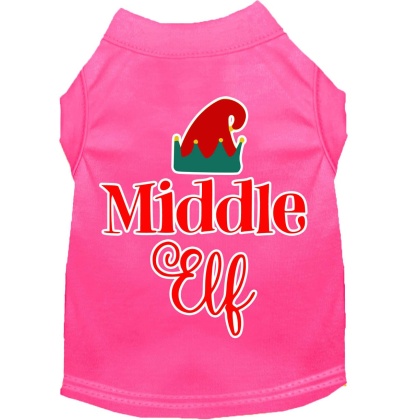 Middle Elf Screen Print Dog Shirt Bright Pink Lg