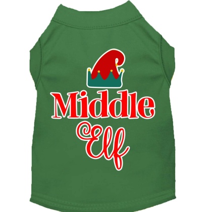 Middle Elf Screen Print Dog Shirt Green Lg