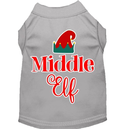 Middle Elf Screen Print Dog Shirt Grey Lg