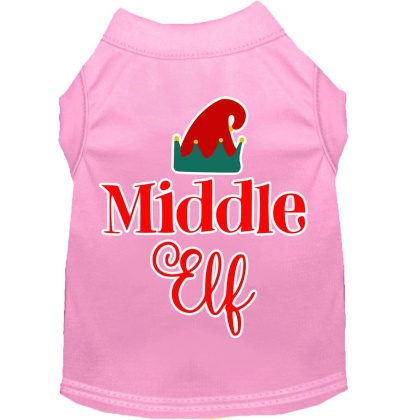 Middle Elf Screen Print Dog Shirt Light Pink Lg