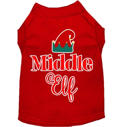 Middle Elf Screen Print Dog Shirt Red Lg