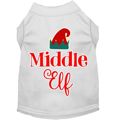 Middle Elf Screen Print Dog Shirt White Lg