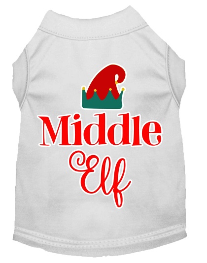 Middle Elf Screen Print Dog Shirt White Lg