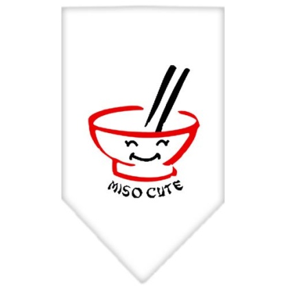 Miso Cute Screen Print Bandana White Large