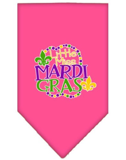 Miss Mardi Gras Screen Print Mardi Gras Bandana Bright Pink Large