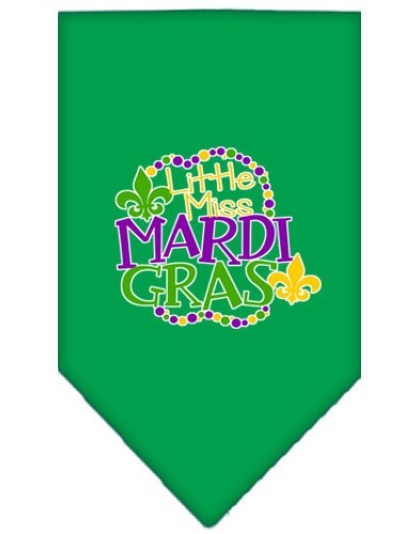 Miss Mardi Gras Screen Print Mardi Gras Bandana Emerald Green Large