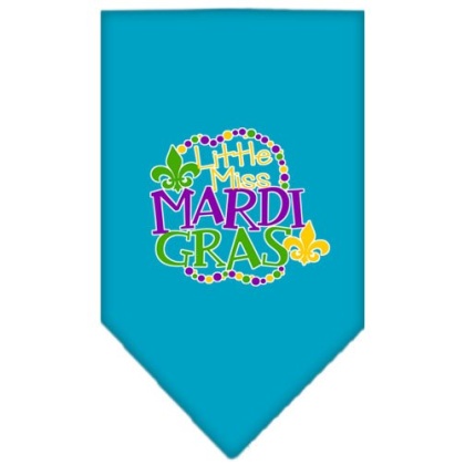 Miss Mardi Gras Screen Print Mardi Gras Bandana Turquoise Large