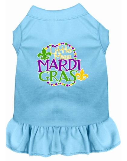 Miss Mardi Gras Screen Print Mardi Gras Dog Dress Baby Blue 4X