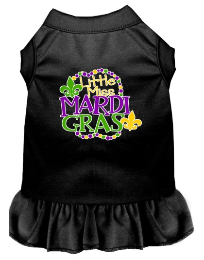 Miss Mardi Gras Screen Print Mardi Gras Dog Dress Black 4X
