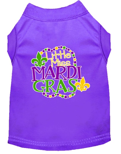 Miss Mardi Gras Screen Print Mardi Gras Dog Shirt Purple Lg