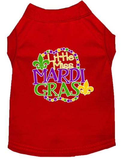 Miss Mardi Gras Screen Print Mardi Gras Dog Shirt Red Lg