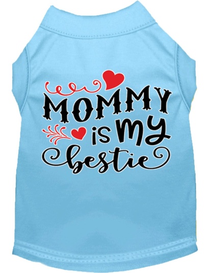 Mommy is my Bestie Screen Print Dog Shirt Baby Blue Lg