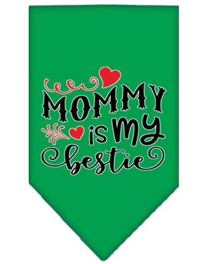 Mommy is my Bestie Screen Print Pet Bandana Emerald Green Large