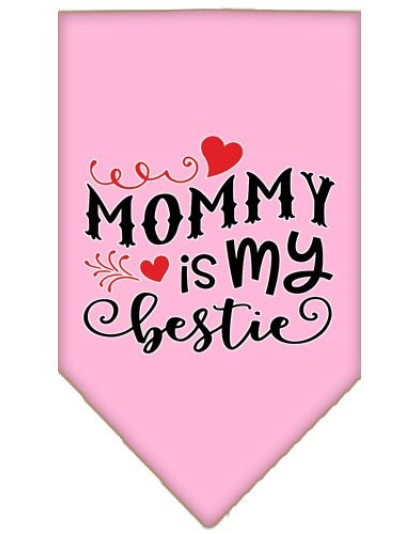 Mommy is my Bestie Screen Print Pet Bandana Light Pink Large