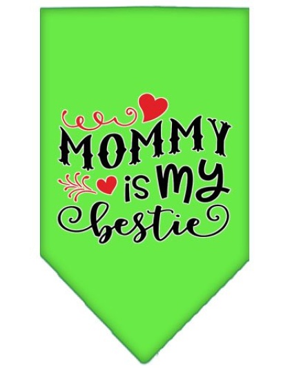 Mommy is my Bestie Screen Print Pet Bandana Lime Green Large