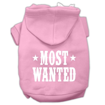 Most Wanted Screen Print Pet Hoodies Light Pink Size Lg
