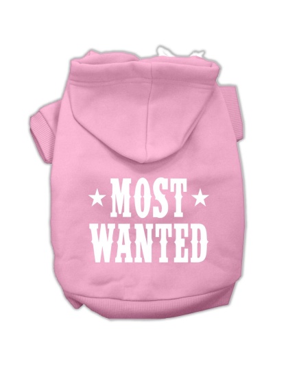 Most Wanted Screen Print Pet Hoodies Light Pink Size Lg