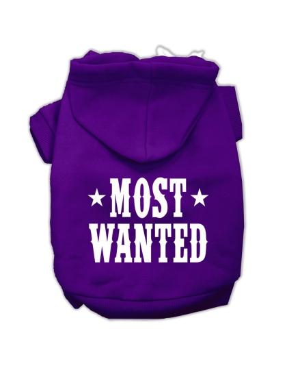 Most Wanted Screen Print Pet Hoodies Purple Size Lg