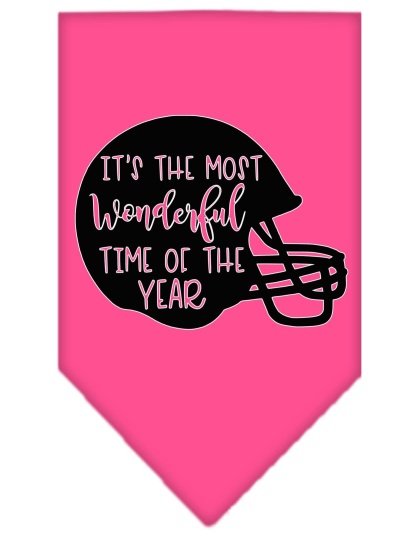 Most Wonderful Time of the Year (Football) Screen Print Bandana Bright Pink Large