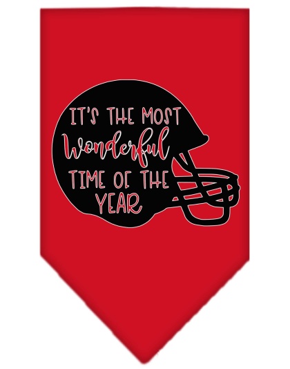 Most Wonderful Time of the Year (Football) Screen Print Bandana Red Large