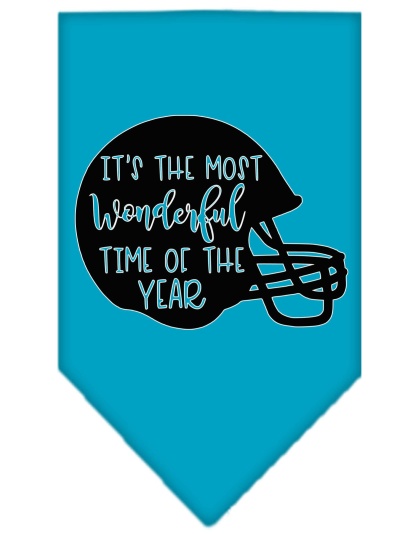 Most Wonderful Time of the Year (Football) Screen Print Bandana Turquoise Large