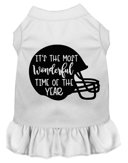 Most Wonderful Time of the Year (Football) Screen Print Dog Dress White 4X