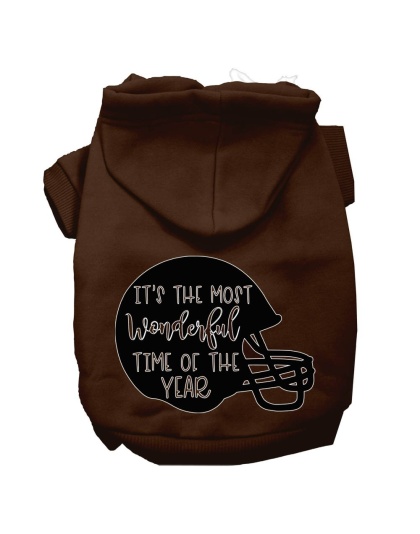 Most Wonderful Time of the Year (Football) Screen Print Dog Hoodie Brown L