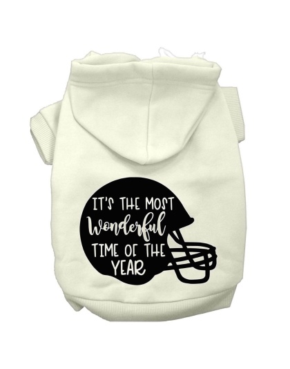 Most Wonderful Time of the Year (Football) Screen Print Dog Hoodie Cream L