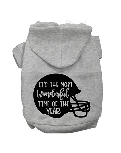 Most Wonderful Time of the Year (Football) Screen Print Dog Hoodie Grey L