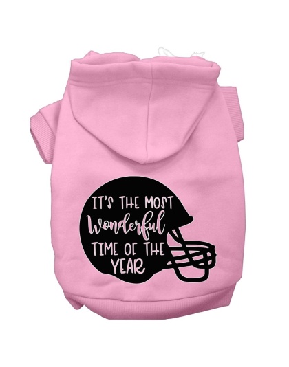 Most Wonderful Time of the Year (Football) Screen Print Dog Hoodie Light Pink L