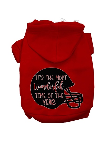 Most Wonderful Time of the Year (Football) Screen Print Dog Hoodie Red L