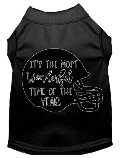 Most Wonderful Time of the Year (Football) Screen Print Dog Shirt Black Lg