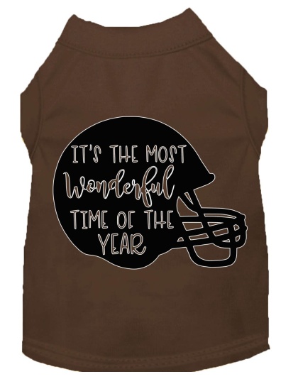 Most Wonderful Time of the Year (Football) Screen Print Dog Shirt Brown Lg