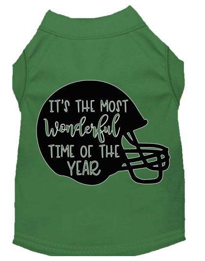 Most Wonderful Time of the Year (Football) Screen Print Dog Shirt Green Lg