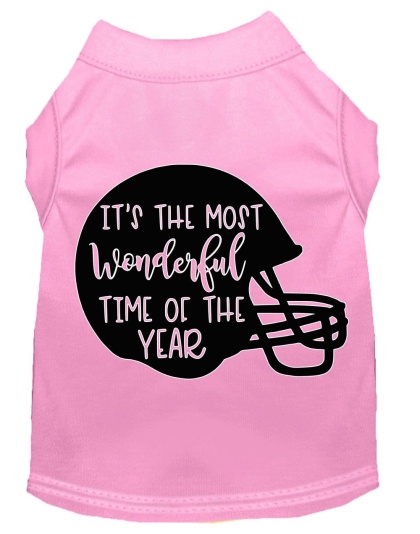 Most Wonderful Time of the Year (Football) Screen Print Dog Shirt Light Pink Lg