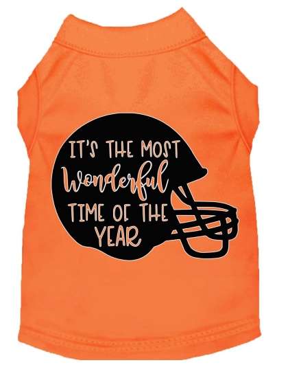 Most Wonderful Time of the Year (Football) Screen Print Dog Shirt Orange Lg