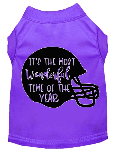 Most Wonderful Time of the Year (Football) Screen Print Dog Shirt Purple Lg