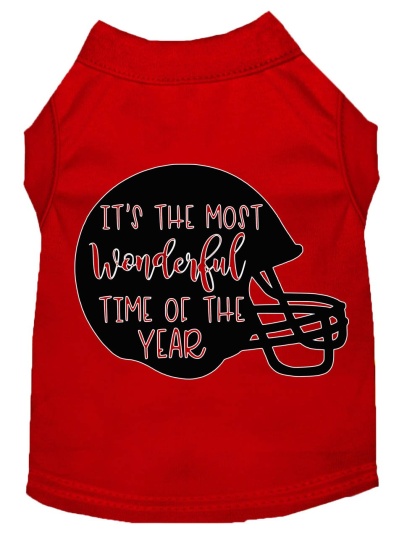 Most Wonderful Time of the Year (Football) Screen Print Dog Shirt Red Lg