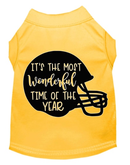 Most Wonderful Time of the Year (Football) Screen Print Dog Shirt Yellow Lg
