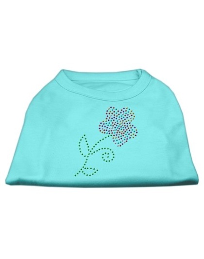 Multi-Colored Flower Rhinestone Shirt Aqua L