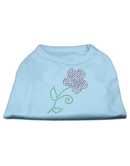 Multi-Colored Flower Rhinestone Shirt Baby Blue L