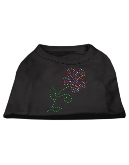 Multi-Colored Flower Rhinestone Shirt Black L