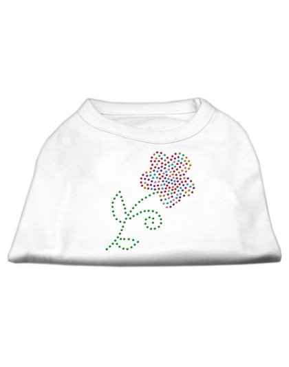 Multi-Colored Flower Rhinestone Shirt White L