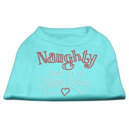 Naughty But Nice Rhinestone Shirts Aqua L