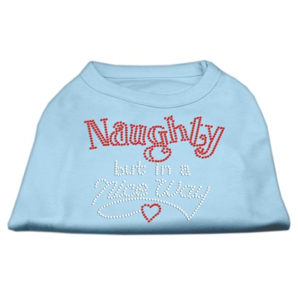 Naughty But Nice Rhinestone Shirts Baby Blue L