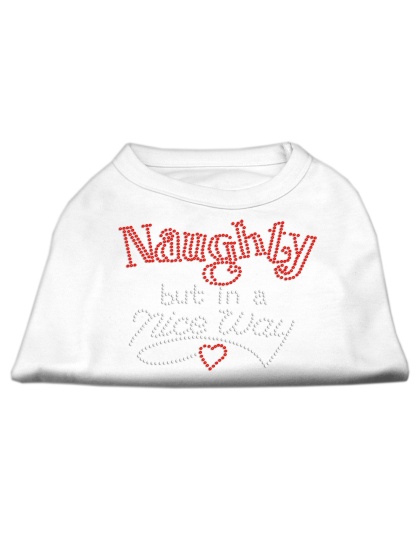 Naughty But Nice Rhinestone Shirts White L