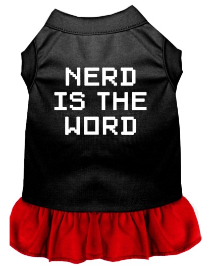 Nerd is the Word Screen Print Dress Black with Red Lg