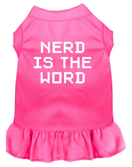 Nerd is the Word Screen Print Dress Bright Pink 4X (22)