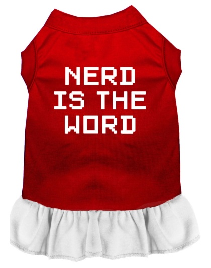 Nerd is the Word Screen Print Dress Red with White Lg