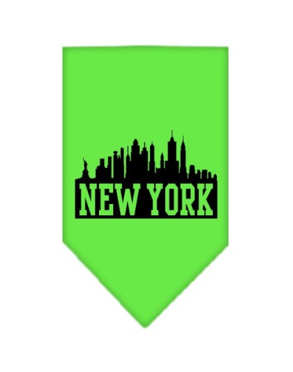 New York Skyline Screen Print Bandana Lime Green Large